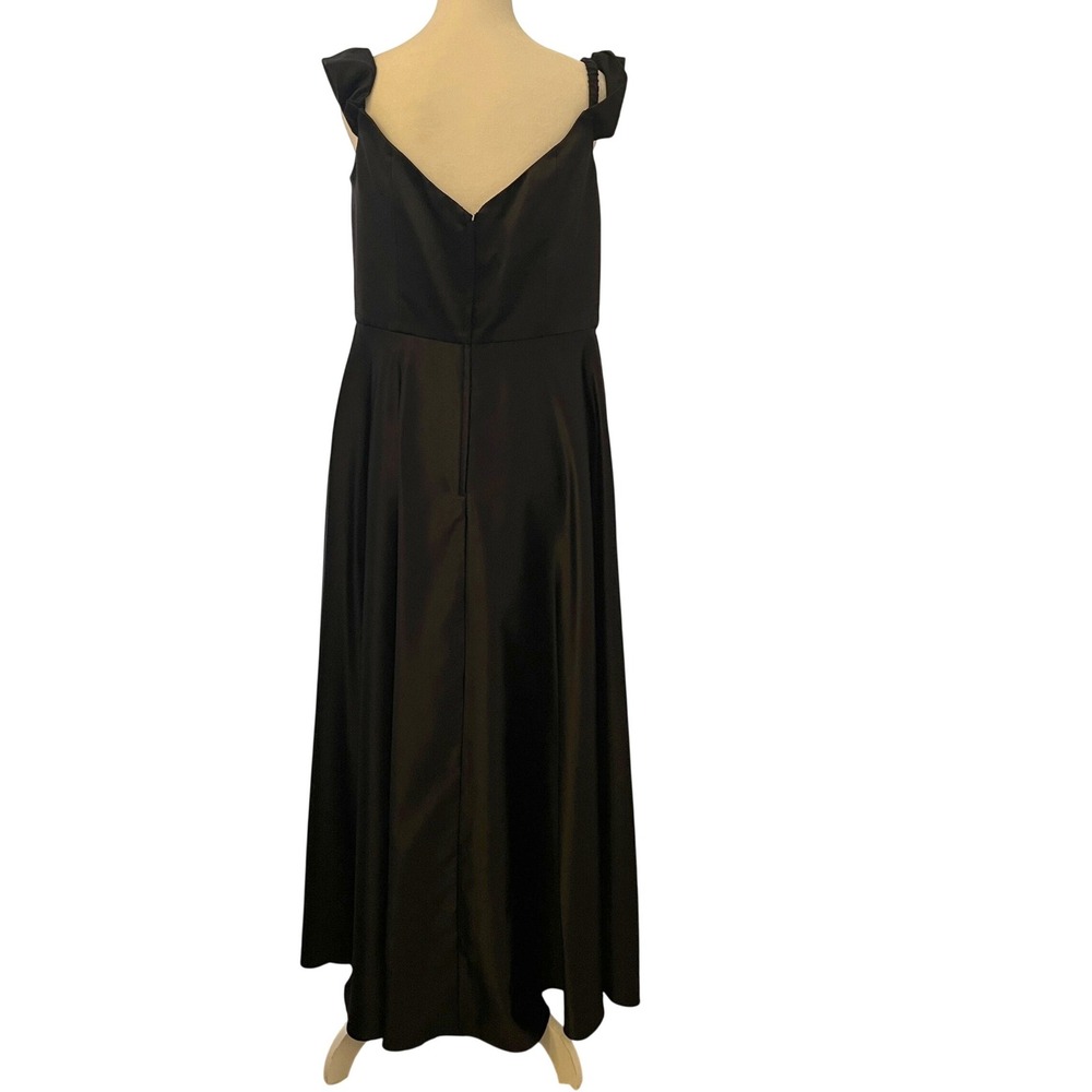 DB Studio Satin Off Shoulder Formal Gown Dress 14 Bridesmaid Maxi F20134 Black - Picture 7 of 16